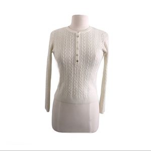 Laura Scott Petite Ivory Cable Knit Top Sweater